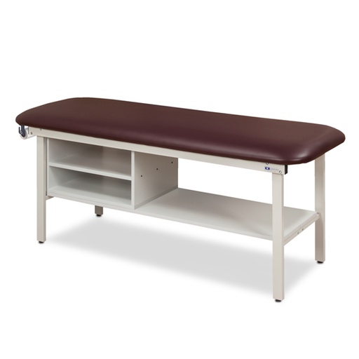 [3300-27] Flat Top Alpha-S Series Straight Line Treatment Table with Shelving