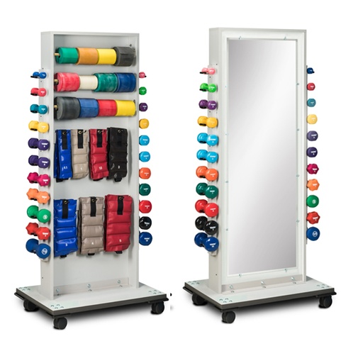 [7121] Combo Mirror Cuff Weight and Dumbbell Rac