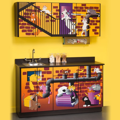 [6137-BW] Alley Cats and Dogs Cabinets