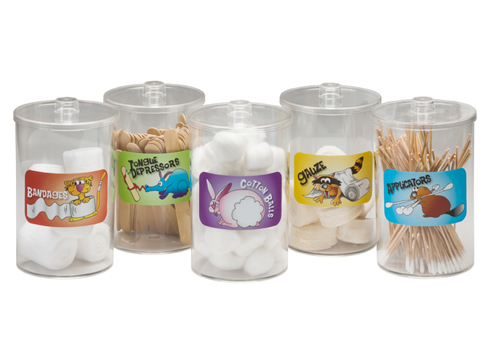 [T-77] Labeled, Clear Plastic, Animal Pals, Sundry Jars