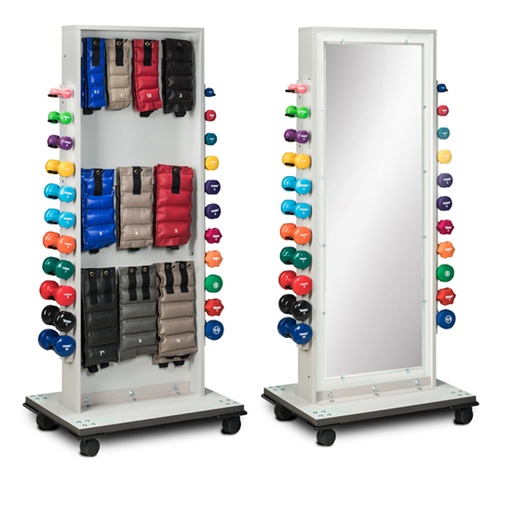 [7124] Combo Mirror Cuff Weight and Dumbbell Rac