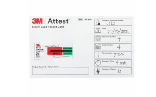 [1243LR] 3M Comply (Sterigage) Sterilization Integrator Load Record Card 100ct