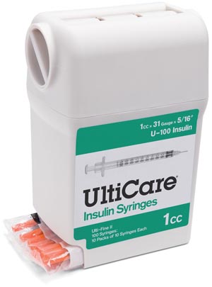 [07419] UltiMed, Inc. Insulin Syringe, 1cc, 31G x 5/16", 100/bx