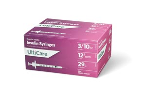 [09239] UltiMed, Inc. Insulin Syringe, 3/10cc, 29G x ½", 100/bx