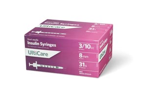 [09439] UltiMed, Inc. Insulin Syringe, 3/10cc, 31G x 5/16", 100/bx