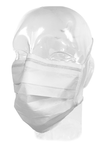 [65-3310] Aspen Surgical Mask, High Filtration, w/Stretch Knit Ties, White, 25/cs