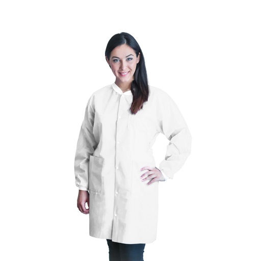 [UGC-6602-S] Dukal Corporation FitMe Lab Coats, Small, White, 10/bg