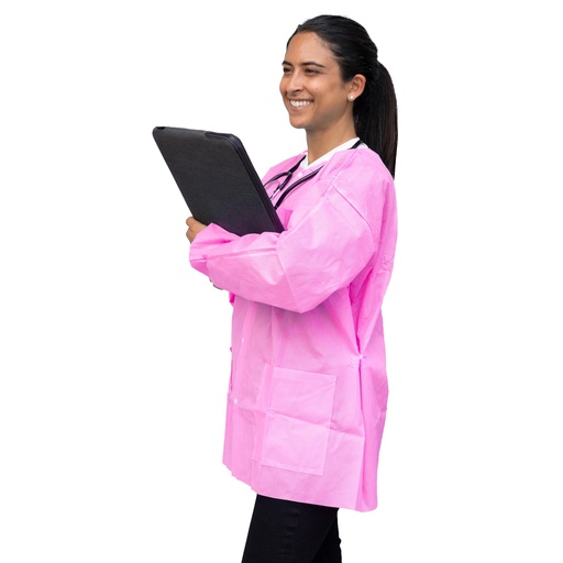 [UGJ-6510-L] Dukal Corporation FitMe Lab Jackets, Large, Bubblegum Pink, 10/bg