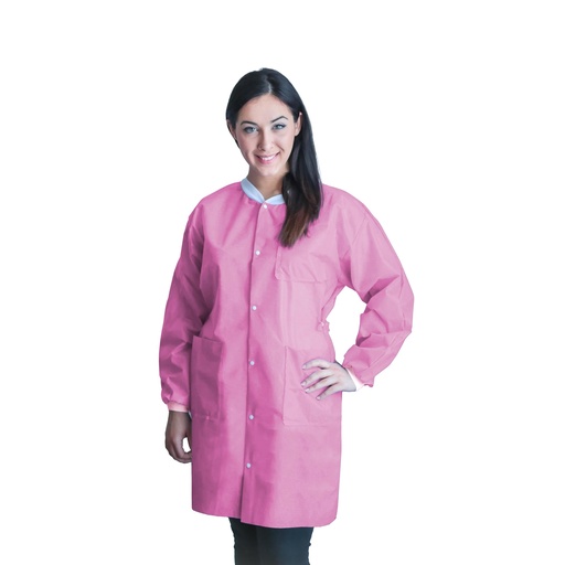 [UGC-6610-XL] Dukal Corporation FitMe Lab Coats, X-Large, Bubblegum Pink, 10/bg
