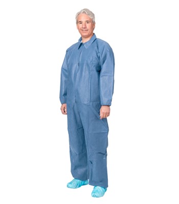 [1547L] Aspen Surgical Coverall, SMS, Elastic Wrist & Ankle, Blue, Large, 25/cs