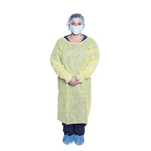 [UGI-6707] Dukal Corporation Isolation Gowns, PP Material, Regular, Yellow, 10/bg
