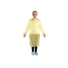 [D-8009] AMD-Medicom Isolation Gown, Distech, M/L, Yellow, 10/bg, 5bg/cs
