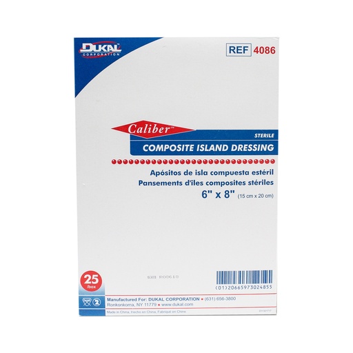 [4086] Dukal Corporation Composite Island Dressing, 6" x 8", 25/bx, 4 bx/cs