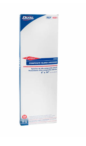 [4081] Dukal Corporation Composite Island Dressing, 4" x 14", 25/bx, 2 bx/cs