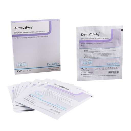 [00503E] DermaRite Industries, LLC Wound Dressing with Silver, 4" x 4", 10/bx