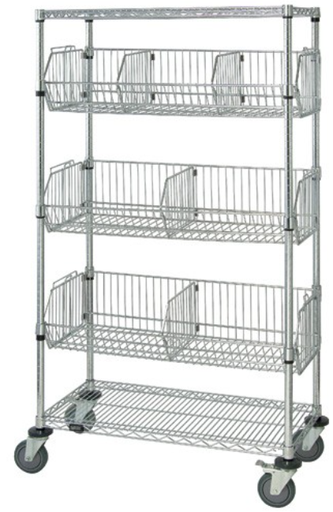 [M1836BC6C] Quantum Medical Chrome Mobile Basket Unit, 18"W x 36"L x 69"H