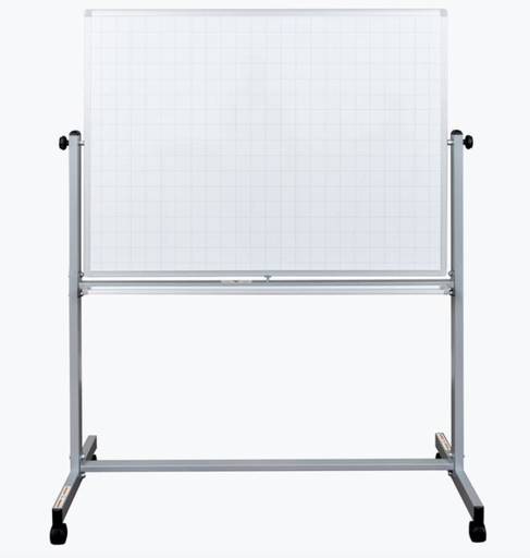 [MB4836LB] Luxor Dry Erase Magnetic Mobile Combination Ghost Grid/White Board, 48x36, Reversible