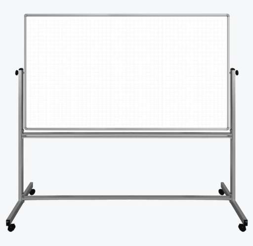 [MB7240LB] Luxor Dry Erase Magnetic Mobile Combination Ghost Grid/White Board, 72x40, Reversible