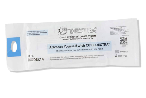 [DEX14] Convatec Cure Dextra Catheter, Closed System, 14FR, Straight Tip, Unisex, 90/cs