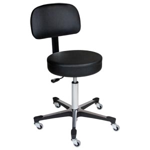 [1041210225] Blickman Industries Pneumatic Exam Stool, Black, (5) Leg, Aluminum Base, Backrest
