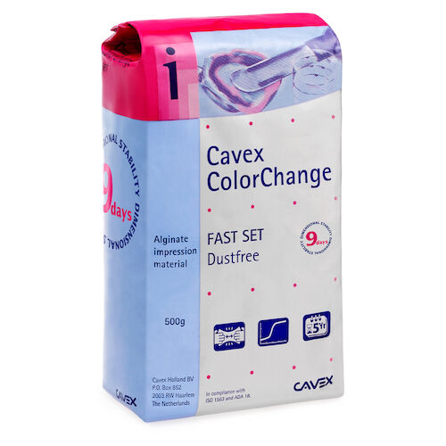 [AA323] Dukal Corporation Cavex ColorChange Alginate, Fast Set, Dust-free, 500g bag, 20 bg/cs