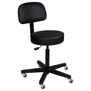 [1041210325] Blickman Industries Pneumatic Exam Stool, Black, (5) Leg, Black Composite Base, Backrest