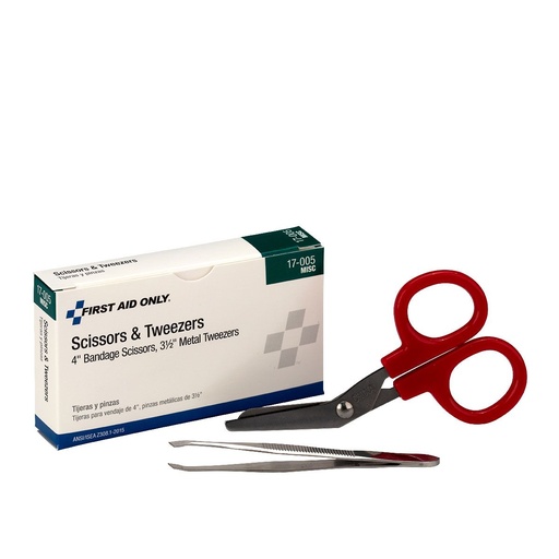 [17-005] First Aid Only Stainless Steel Scissor and Metal Forcep Combo
