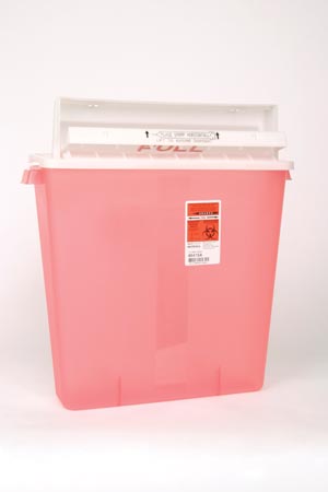 [8541SA] Cardinal Health Sharpstar, 4 Gal, Transparent Red, Counter Balanced Lid