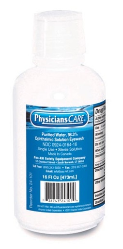 [24-101-001] Hygenic/Theraband Eyewash Bottle, Screw Cap, 16oz 