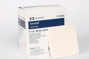 [55544] Cardinal Health Foam Wound Dressing, 4" x 4", 5 bx/cs