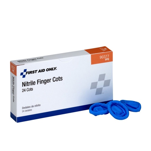[90377] First Aid Only Large Nitrile Finger Cot, Blue, 24/Box