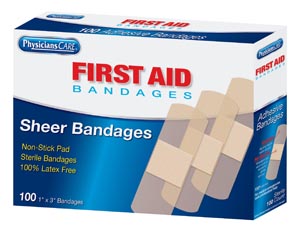 [90331] First Aid Only/Acme United Corporation Sheer Bandages, 1"x3"