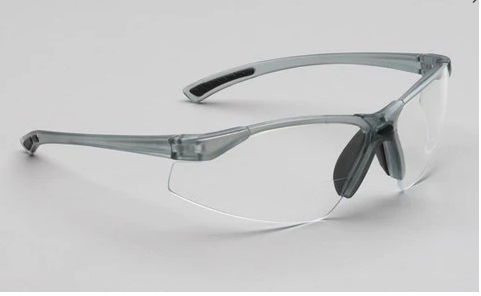 [3710C] Palmero Safety Glasses, Grey Frame/Clear Lens, Universal Size