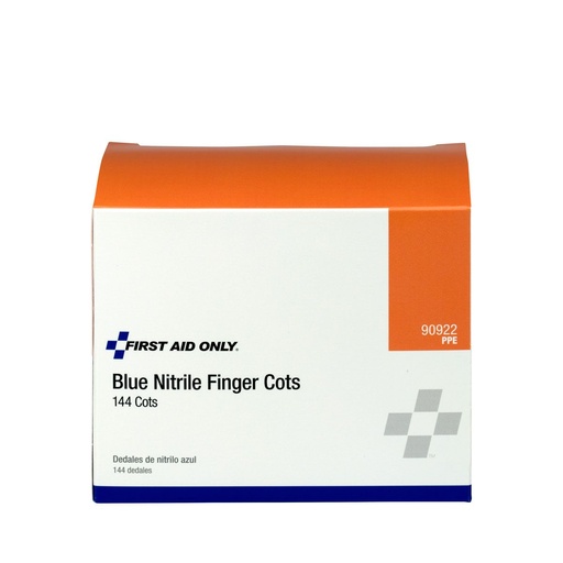 [90922] First Aid Only Large Nitrile Finger Cot, Blue, 144/Box