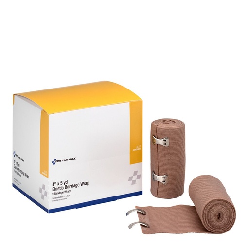 [J617] First Aid Only 4 inch x 5 Yd. Elastic Bandage Wrap, 9/Box