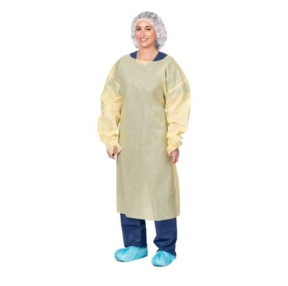 [51193FCB] Aspen Surgical Gown, SMS, Over the Head, Full Back, Yellow, Universal
