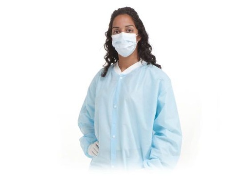 [A8051] AMD-Medicom Lab Coat, White, Knit Cuff & Collar, No Pockets, 12 X-Large
