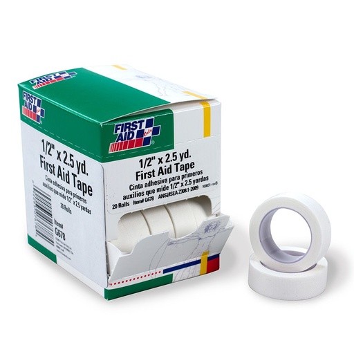 [G678] First Aid Only 1/2 inch x 2.5 Yd. First Aid Tape Roll, 20/Box