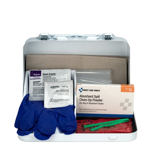 [6021-S] First Aid Only 21 Piece Weatherproof BBP Spill Clean Up Kit with Steel Case