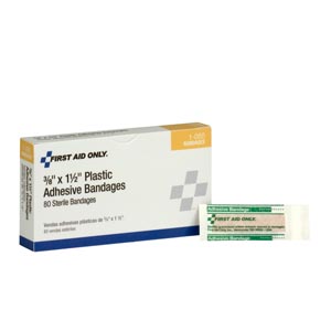 [1-080] First Aid Only/Acme United Corporation Plastic Bandages, 3/8”x1.5”, 80/bx