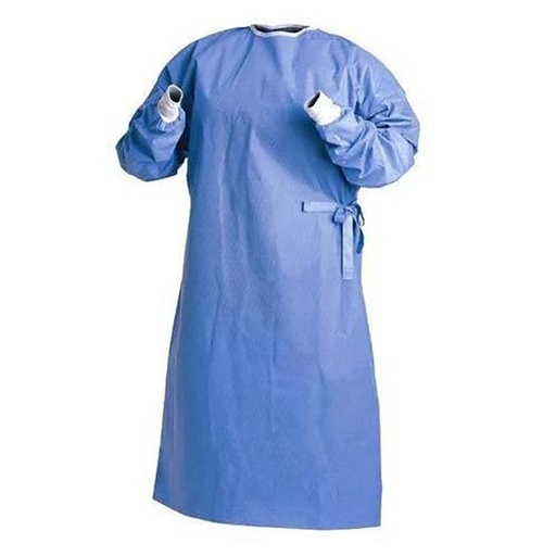 [51576] Aspen Surgical Gown, Film, Over the Head, w/ Tapered Wrist, Blue, XL 75/cs
