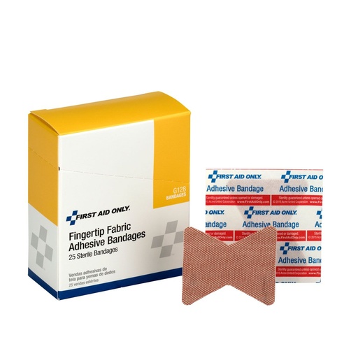 [G128] First Aid Only Heavy Woven Fabric Fingertip Adhesive Bandage, 25/Box