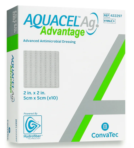 [422297] Convatec Ag Advantage, Enhanced Hydrofiber w/Silver, Non-Adhesive, 2" x 2"