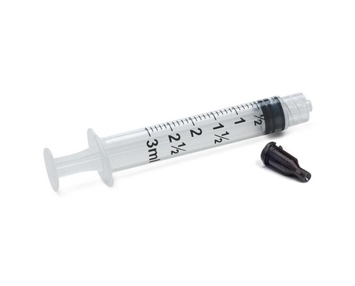 [26208] Exel Corporation Syringe, Luer Slip, 3cc, Low Dead Space Plunger, with Cap, Amber