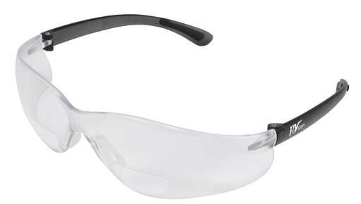 [3770D] Palmero Bifocal Safety Glasses, Black Frame/Clear Lens. +2.5 Diopter, Universal Size