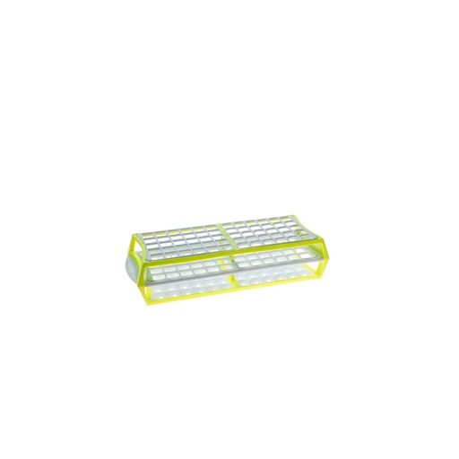 [S600-16Y] Simport Scientific Test Tube Rack, 11.5" x 4.5" x 2.5", (60) 16mm Tube Capacity, Yellow