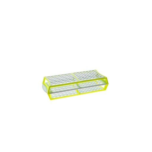[S600-13Y] Simport Scientific Test Tube Rack, 11.5" x 4.5" x 2.5", (84) 13mm Tube Capacity, Yellow