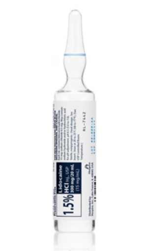 [00409477601] Pfizer, Inc. Lidocaine Hydrochloride Injection, USP, 15mg/ml, 20 ml Glass Ampul, 25/bx