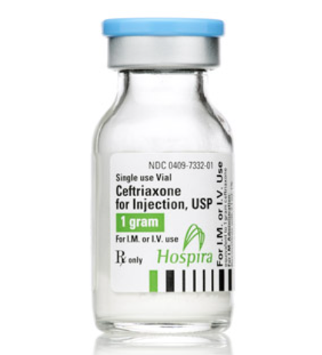 [00409733201] Pfizer, Inc. Ceftriaxone for Injection, USP, 1g/15ml, Single Dose, Glass Fliptop Vial