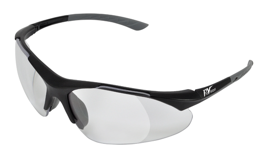 [3780B] Palmero Safety Glasses, Black Frame/Clear Magnifying Lens, +1.5 Diopter, Universal Size